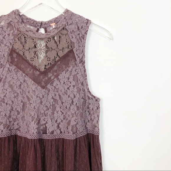 Free People Plum Lace Tiered Crochet Tank Medium - Picture 6 of 8